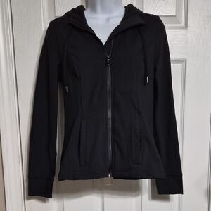 Brand Unknown Zip Up Active Fitted Jacket Black Hoodie Size Small Medium